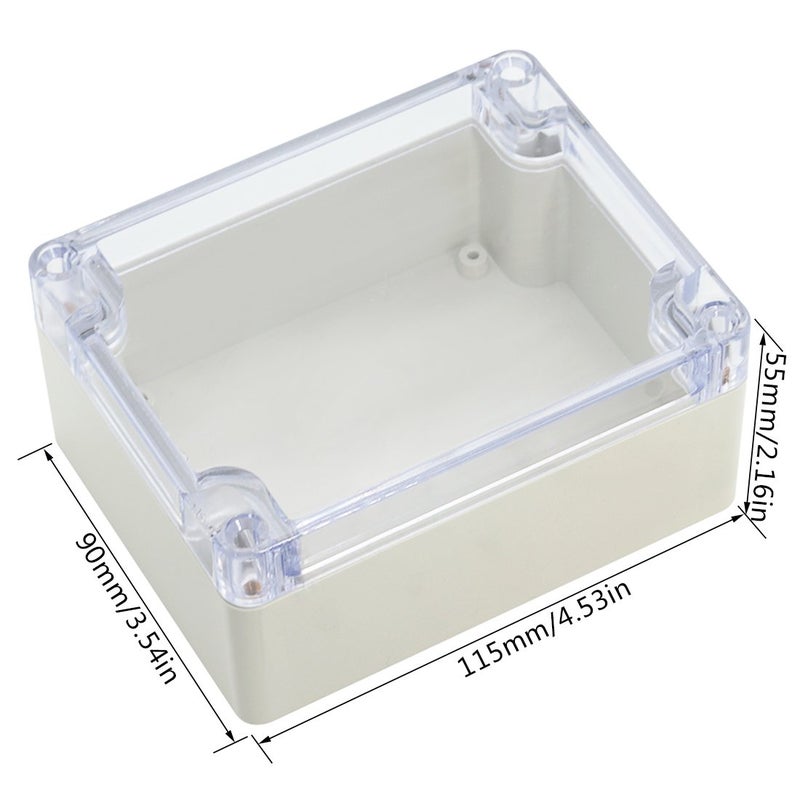 LeMotech ABS Plastic Junction Box, Dustproof Waterproof IP65 Electrical Box - Universal Project Enclosure Grey, with PC Transparent/Clear Cover 4.53 x 3.54 x 2.16 inch (115 x 90 x 55 mm) - Image 2